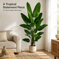 Réaliste 210cm Artificielle Voyageur Banane Faux Bonsaï Arbre Artificiel pour Maison Bureau Décoration Intérieure