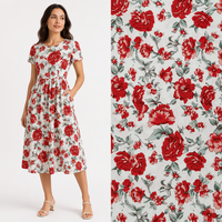 Tissu pour chemise en coton 100% écologique, peigné, tissé uni, 40S, imprimé floral rose, pour vêtements