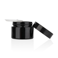 Offre Spéciale de luxe noir 50ml visage crème pour les yeux beurre corporel rond emballage cosmétique pot en verre avec couvercle noir et joint
