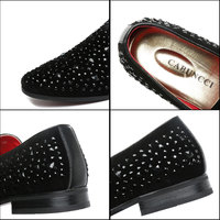 Mocassins à bout aile de diamant grande taille pour homme en PU noir, chaussures décontractées et de cérémonie
