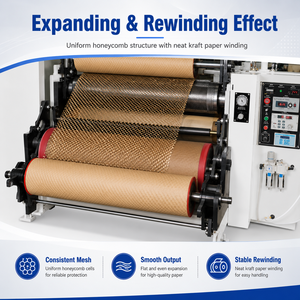 Machine professionnelle de fabrication de papier nid d'abeille pour papier kraft 80g-120g, ligne de production automatique de papier expansé, certifiée CE - Product Image 5