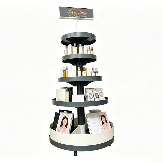 Luxury Customized Rotating Floor Standing Step Car Perfume Oil Bottle Shop Display Perfume Display Stand