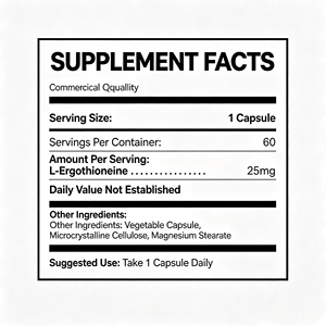 Capsules d'ergothionéine OEM ODM GMP Halal 60 unités 25 mg par capsule Complément alimentaire - Product Image 3