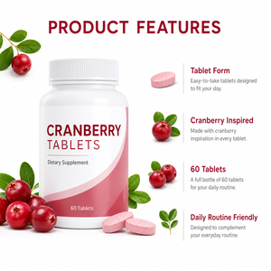 Compléments de Haute Qualité à Base de Canneberge, Vitamine C, Zéaxanthine, Sélénium et Cuivre, Extrait 36%, 2 Comprimés par Portion, 60 Comprimés - Product Image 3