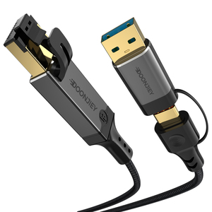 Câble <span class=keywords><strong>Ethernet</strong></span> Gigabit 2-en-1 USB-A/Type-C vers RJ45 1000 Mbps pour Connexion Filaire Externe des Ordinateurs Portables/Téléphones/Tablettes – En Stock - Product Image 1