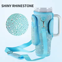 Housse de transport réutilisable en néoprène pour gobelet isotherme 40oz, avec strass tendance, accessoire de bar classique pour bouteille d'eau