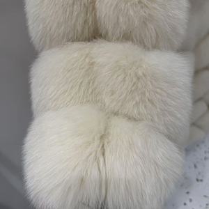 Abrigo <span class=keywords><strong>de</strong></span> <span class=keywords><strong>Piel</strong></span> <span class=keywords><strong>de</strong></span> Zorro Auténtico Beige con Cuello Alto, Abrigo Largo <span class=keywords><strong>de</strong></span> <span class=keywords><strong>Piel</strong></span> <span class=keywords><strong>para</strong></span> Mujer, Cálido <span class=keywords><strong>para</strong></span> el Invierno, Gran Venta - Product Image 4