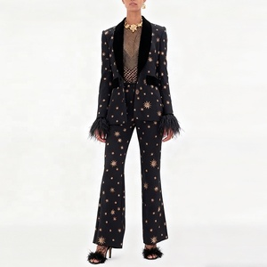 <span class=keywords><strong>Ensemble</strong></span> de veste et pantalon en <span class=keywords><strong>velours</strong></span> brodé OUDINA en stock, <span class=keywords><strong>ensemble</strong></span> deux pièces long avec blazer, costumes pour femmes - Product Image 1