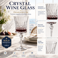 Verres à vin de luxe en cristal taillé diamant, gobelets romantiques français à long pied pour mariages, banquets et fêtes - Vente en gros