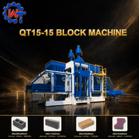 Machine de fabrication de blocs de pavés en béton hydraulique entièrement automatique QT15-15, ligne de production à haute productivité équipée d'un moteur