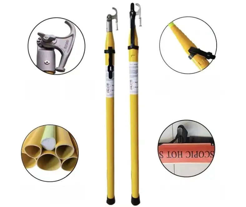 High voltage Fiberglass Telescopic hot stick