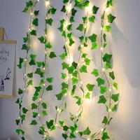 Lampu LED Solar Tali Kawat Tembaga IP65 Tahan Air Warna Putih Hangat Lampu Peri Ivy Buatan untuk Dalam & Luar Ruangan