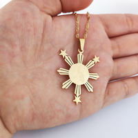 Acier inoxydable Or Couleur Philippines Carte Pendentif Collier Mode Philippines Carte Coeur Bijoux