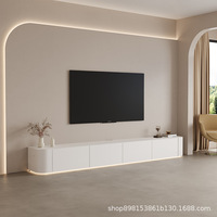Meuble TV moderne et minimaliste en bois massif, design laqué crème, meuble de rangement haut pour appartements et salons
