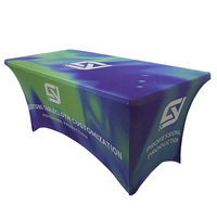 Nappe personnalisée imprimée noire de 6 pieds en spandex extensible pour la maison, les fêtes, les banquets, les mariages, utilisation en intérieur, fabriquée en polyester