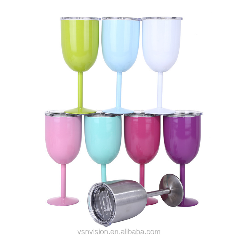 VISION-GBW12 Double Wall Stainless Steel Vacuum Wine Goblet | 12oz Unbreakable Cup | Yongkang Vision