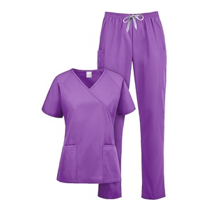 HZMNOI Women's Scrub Set V-Neck Top And Pants Moisture Wicking Hospital Uniforms For Nurses Doctors - Product Image 2
