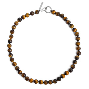 Handgemaakte trouwketting tijgeroog ronde vorm verguld kralen verstelbaar fijne kralenkettingen - Product Image 1