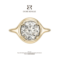 Bague de fiançailles 2 carats en moissanite VVS, style signet, en argent sterling 925 plaqué or 18 carats, bijoux de luxe pour femme, style Old Money