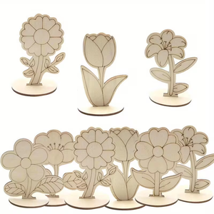 Decorazioni da Tavolo per Feste Pasquali con Fiori in <span class=keywords><strong>Legno</strong></span> da Dipingere, Giocattoli DIY Stimolanti per lo Sviluppo e la Manualità - Product Image 2
