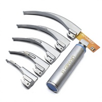 LIKAMED Macintosh Fiber Optic Laryngoscope Set Stainless Steel Laryngoscope with 5 Blades and Manual Battery