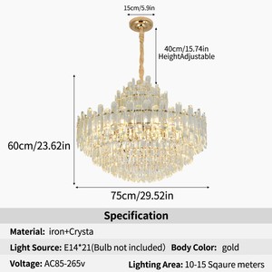 Luxury Custom K9 Crystal <strong>Chandelier</strong> Pendant Light 75cm Diameter 21pcs E14 Sockets Living Room Villa Hotel Decorative - Product Image 2