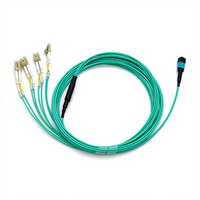 Câble de raccordement fibre optique COMTON 8F MPO Femelle vers Duplex LCx4 Multimode OM4 50um AQUA LSZH/PVC 1m