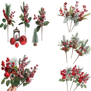 Chất lượng cao bán buôn nhân tạo thông nón và quả mọng Màu đỏ lễ hội Giáng sinh yếu tố trang trí cho Vòng hoa trang trí nội thất - Product Image 1