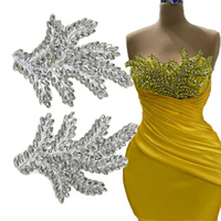 WRP-101 personnalisé dernière feuille forme fer Patch argent strass Applique Hot-Fix sur les vêtements corsage Applique