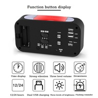 Jam Alarm Digital Meja Pintar Penggoyang Tempat Tidur dengan Pengisian Daya 2USB untuk Lansia, Gangguan Pendengaran, Tidur Nyenyak, dan Dapat Disesuaikan
