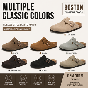 Sabots confortables en liège style Boston, pantoufles unisexes en daim, fabrication OEM, logo personnalisé - Product Image 4