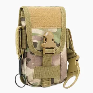 Custom outdoor tactical camouflage MOLLE mobile phone bag Outdoor waterproof sports storage bag Card Fanny pack pocket change