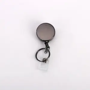 32MM Promotional Customized Logo Printed Metal Retractable Keychain ID Badge Holder Clip Sublimation Blank Heavy Duty Badge Reel