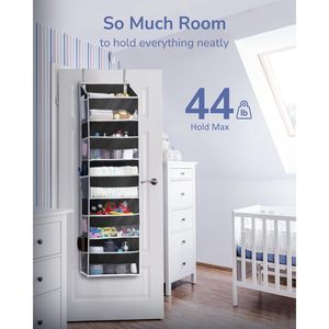 Over The Door Organizer 5 Shelf Hanging <b>Storage</b> With 10 Side Pockets For Baby Products <b>Shoes</b> And Clothing Black - Product Image 5