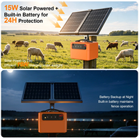 Chargeur de clôture solaire 15W, électrificateur de clôture électrique pour bétail, chevaux, chèvres, 6KV-12KV, 12V, 7Ah, 24H