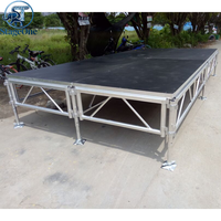 Scène portable en aluminium avec pieds réglables, revêtement antirouille, plateau antidérapant pour mariage en plein air, concert, performance
