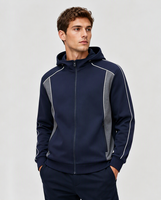 Veste à capuche zippée pour homme, color block, avec bandes sur les épaules, pour le sport, la course et l'entraînement