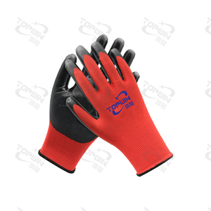 Custom Construction Work <strong>Gloves</strong> Red Polyester Nylon Black Nitrile Coating Anti-Slip Knitted Industrial Safety <strong>Gloves</strong> - Product Image 3