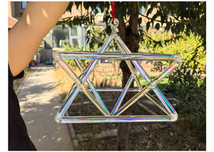Pirámide Cantante de Cristal de Cuarzo Colorido, Colgante Merkaba para Yoga, Meditación, Instrumento de Sanación con Sonido de Chakras - Product Image 5
