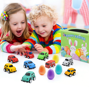 EPT 2PCS Easter Egg Surprise Blind Box with Mini Toy Pull Back Cars(12 Emergency & Community Vehicles)