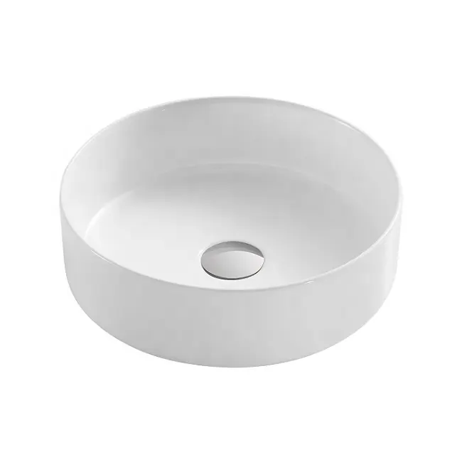 ANBI Hot Selling White / Matt Black Color Basin Counter Top Round Ceramic Wash Basin Bathroom Sink