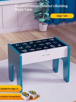 Bloques de Construcción de Madera para Niños, Mesa de Juego Educativa con Partículas para Edades de 4 a 6 Años, Juego de Ensamblaje para Aprendizaje Temprano