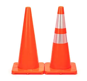 Fluorescent Orange 1 Piece Design PVC Road Traffic Cone