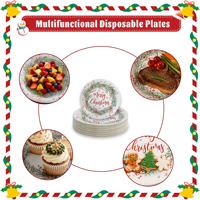 Assiettes en papier de Noël haut de gamme, jetables, design élégant, en matières premières, pour fêtes et événements, fournitures de table pour la maison