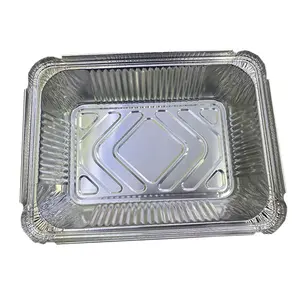 Boîte de conteneur de papier d'aluminium argenté de qualité alimentaire pour l'emballage d'aliments chauds