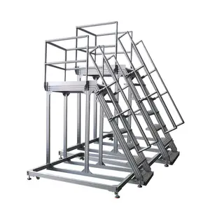 Aluminum Profile Step System Mobile Work Platform Ladder With Safety Rail