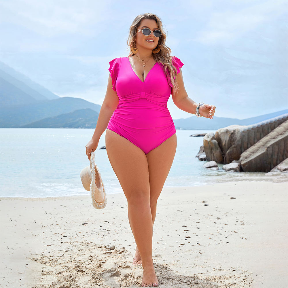 Plus Size Sheer Swimsuit Piece Bikini Set for Women