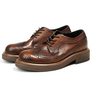 Chaussures de bureau et de carrière pour hommes en cuir véritable faites à la main, légères et confortables, à bout pointu, augmentant la taille, pour hommes - Product Image 6