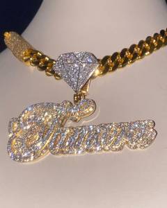 Cadena Cubana Miami Personalizada con Colgante de Letra con Nombre en Moissanita VVS, Oro Sólido Real de 9K, Joyería Hip Hop con Incrustaciones de Diamantes - Product Image 3