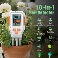2026 10 en 1 Mètre de pH et d'EC du sol, Capteur d'humidité et de température de l'air et du sol, Détecteur de NPK du sol avec ajustement de la lumière